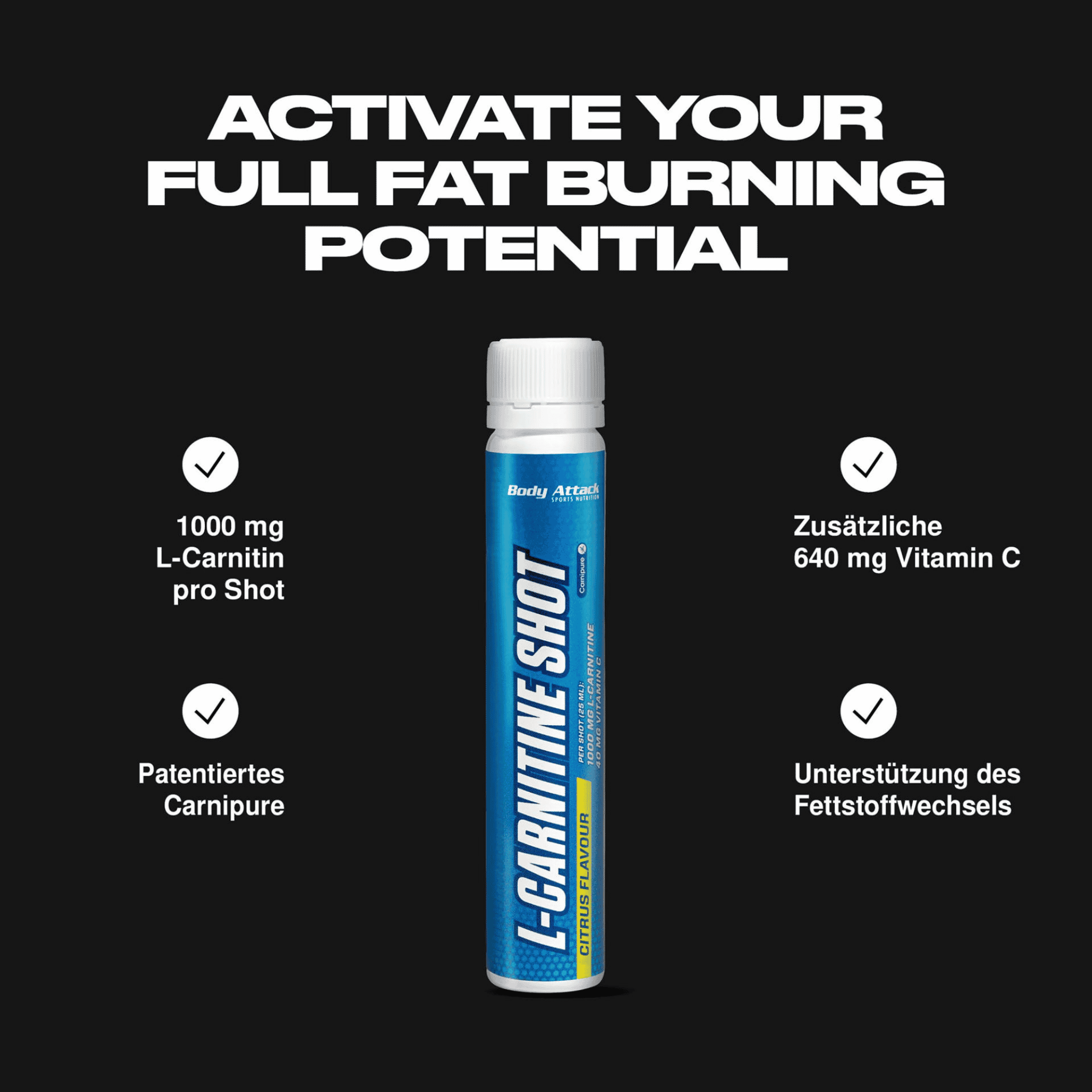 Body Attack L-Carnitine Shots 20x25ml - Citrus