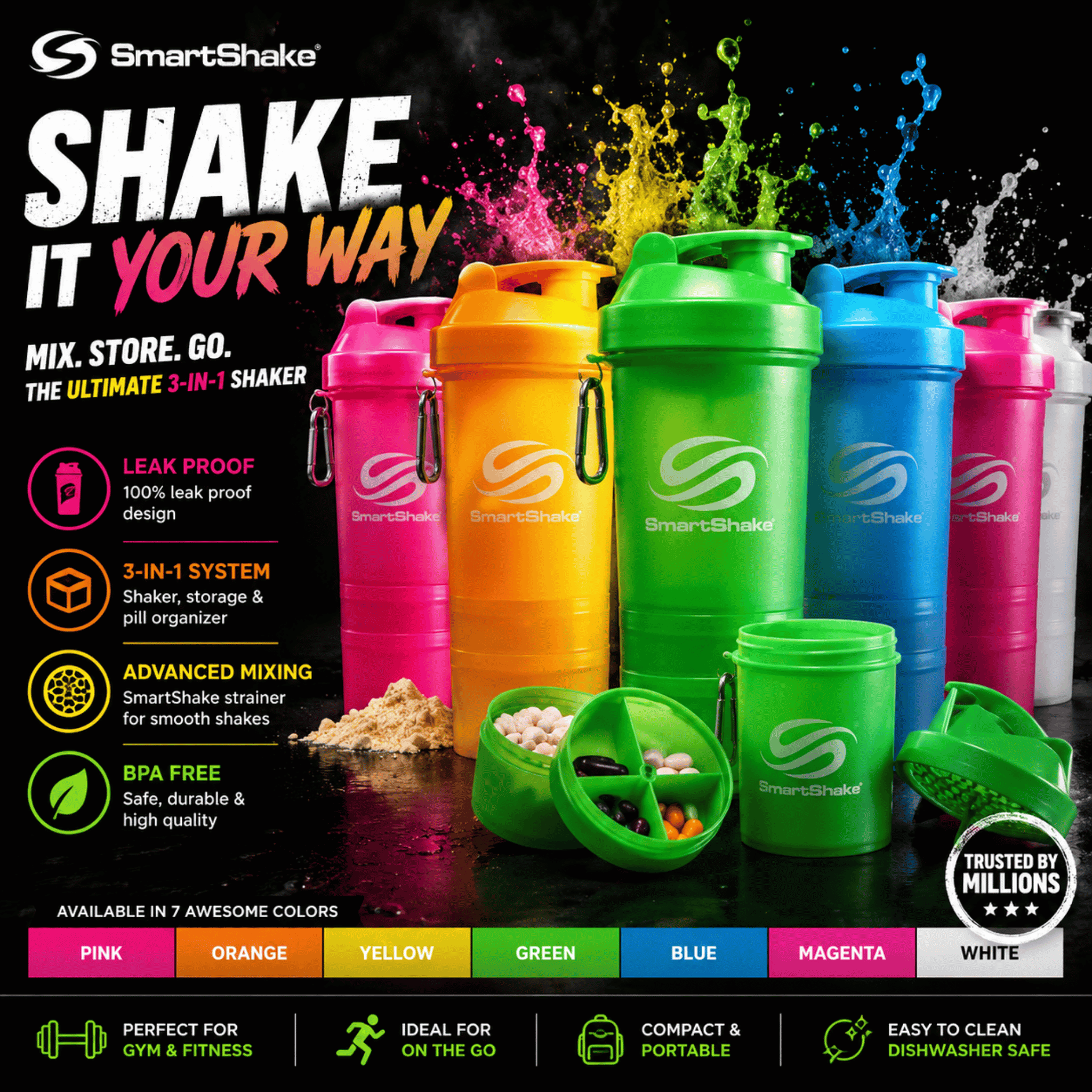 Smartshake Slim Neon 500ml